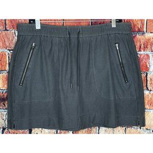 Athleta Farallon Skirt Gray Womens Size 12 Elastic Waist Drawstring Zip Pockets
